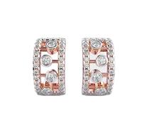 Orecchini a cerchio Sleek Radiance in argento sterling 925 | Placcatura in oro rosa | N. pietra: 76 | Dimensioni gemma: 0,01-0,10 mm | Peso: 0,73 crt | Forma: rotonda | 5,146 grammi |LKE_R_00109