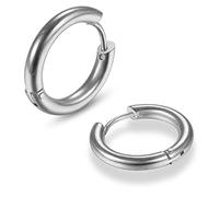 Orecchini a cerchio sleeper continui con cerniera di AZARIO London - Gioielleria per piercing in acciaio chirurgico 316L e nero anodizzato, oro, oro rosa - Misure 8G (3 mm), 10G (2,5 mm), 12G (2 mm