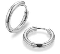 Orecchini a cerchio sleeper continui con cerniera di AZARIO London - Gioielleria per piercing in acciaio chirurgico 316L e nero anodizzato, oro, oro rosa - Misure 8G (3 mm), 10G (2,5 mm), 12G (2 mm