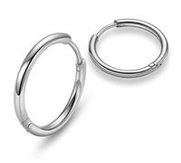 Orecchini a cerchio sleeper continui con cerniera di AZARIO London - Gioielleria per piercing, in acciaio chirurgico 316L e nero anodizzato, oro, oro rosa - Misure 8G (3 mm), 10G (2,5 mm), 12G (2 mm