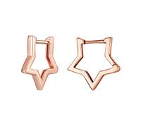 Orecchini a Cerchio Stelle Donna Ragazze - Qings Argento Sterling 925 Piccoli Star Geometrico ipoallergenici Orecchino Oro Rosa a Forma di Stella Regalo di Gioielli
