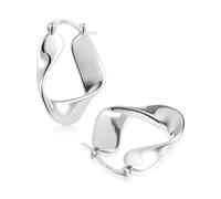 Orecchini A Cerchio Torciti Argentati Design Astratto Regalo Gioielli