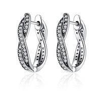 Orecchini a cerchio Twist of Fate rosa e trasparenti per donna, orecchini e gioielli,PAS465-A