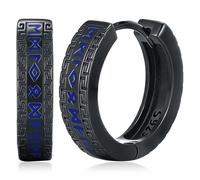 Orecchini a Cerchio Vichinghi in Argento 925 Orecchini a Cerchio Neri Rune Vichinghe Nordiche Orecchini Hipster Punk Huggie per Uomo Donne