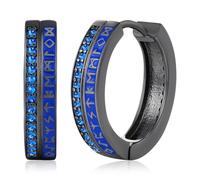 Orecchini a Cerchio Vichinghi in Argento 925 per Uomo Orecchini a Cerchio Neri Orecchini Rune Vichinghe Nordiche Orecchini Hipster Punk Huggie per Uomo Donne