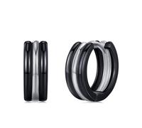 Orecchini a cerchio vichinghi norvegesi in argento Sterling 925, con rune vichinghe/chiave greca/croce nera, amuleto, gioielli di protezione, idea regalo per uomini e donne, Argento sterling