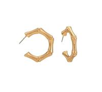 Orecchini a cerchio vintage a forma di C, design geometrico in bambù, da donna, 2,9 cm
