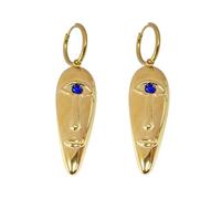 Orecchini a cerchio vintage astratto da donna in acciaio inossidabile placcato oro con occhi di cristallo alla moda ritratto moderno orecchini pendenti pendenti unici gioielli punk personalizzati, 1