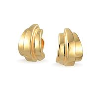 Orecchini A Clip A Mezza Cerchio Con Gamberetti Geometrici Per Donne Senza Fori Alle Orecchie Placcati In Oro Giallo Lucido 14K