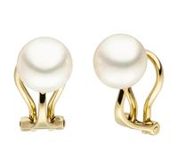 Orecchini a Clip Con Perle D'Acqua Dolce 585 Oro Semplice Orecchini