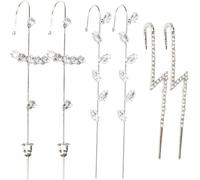 Orecchini a clip con strass, 6 pezzi, in lega d'argento, non perforanti, stile punk, materiale ipoallergenico, artigianato artigianale, dettagli squisiti da donna casual e da festa