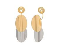 Orecchini a clip da donna, a forma di disco, bicolore, geometrici, minimalisti, con accento a spirale, gioielli alla moda senza piercing per uso quotidiano, feste, regalo