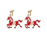 Orecchini a clip da donna, con strass scintillanti, pendenti, orecchini a clip, da corsa, regalo per amanti dei cavalli, Medio, Metallo, Non pietra preziosa