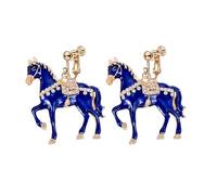 Orecchini a clip da donna, con strass scintillanti, pendenti, orecchini a clip, da corsa, regalo per amanti dei cavalli, Medio, Metallo, Non pietra preziosa