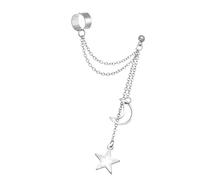 Orecchini a clip doppi alla moda con ciondolo a forma di stella, in lega, alla moda, da donna, ragazza, sole, One Size, come descritto, come descritto