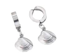 Orecchini a clip in acciaio inox con conchiglia per un comfort delicato sulla pelle, ipoallergenici, per feste e allergie, per pelli sensibili, Taglia unica, come descritto