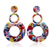 Orecchini A Clip in Acrilico alla Moda con Cerchio Quadrato Geometrico Lungo Senza Clip per Piercing per Le Donne