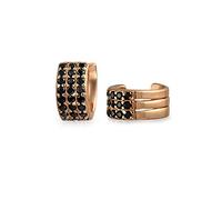 Orecchini A Clip In Argento Sterling Placcato In Oro Rosa Con Tre Fasce Di Zirconi Cubici Neri A Due Toni