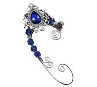 Orecchini a clip in cristallo da elfo fatti a mano, orecchini da cosplay, orecchini da festa e da sposa for donna(Blue 1pc)