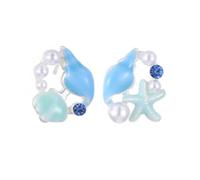 Orecchini a clip ispirati a onde per orecchie sensibili, portatili, a forma di stella marina, conchiglie, accessorio per gioielli, coppia di orecchini da spiaggia, One Size, come descritto, come