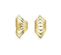 Orecchini a clip minimalisti geometrici a chevron per cartilagine, elica, non forati, in argento sterling placcato oro 14K