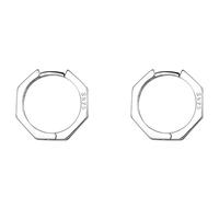 Orecchini a clip ottagonali in argento 925 - Design geometrico nero