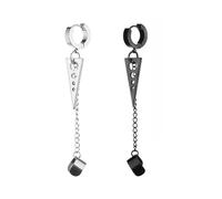 Orecchini a clip punk in acciaio con pendente a catena a triangolo geometrico - Orecchini a cerchio pendenti per gli amanti dello stile gotico(2pcs Mixed Set)