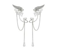 Orecchini a clip senza piercing con nappa lunga da fata, stile elfo, in resina, con fiori, for feste e cosplay.(One Pair)