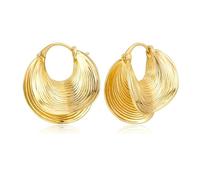 Orecchini a conchiglia a ventaglio in oro grosso da donna-Gioielli eleganti, orecchini alla moda placcati in oro, accessori per matrimoni da spiaggia