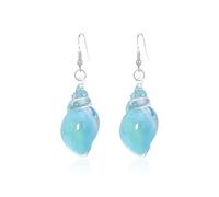 Orecchini a conchiglia fosforescenti, orecchini a conchiglia colorati che si illuminano al buio, pendenti vintage a forma di conchiglia, gioielli estivi da spiaggia e oceano (Blue)