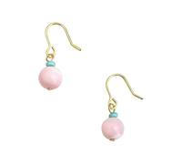 Orecchini a conchiglia rosa pesca da donna, decorazione con perline blu turchese, freschi ed eleganti orecchini dal design geometrico originale, splendidi per abiti, camicie e tutti gli abiti casual