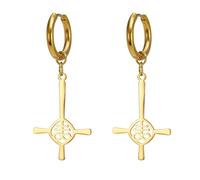 Orecchini a Croce Rovesciata Satanica Leviathan per le Donne Acciaio Inossidabile Chiesa Gotica di Satana Leviathan Croce Dangle Orecchino Gioielli Amuleto Religioso (oro 2)