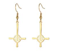 Orecchini a Croce Rovesciata Satanica Leviathan per le Donne Acciaio Inossidabile Chiesa Gotica di Satana Leviathan Croce Dangle Orecchino Gioielli Amuleto Religioso (oro)