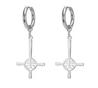 Orecchini a Croce Rovesciata Satanica Leviathan per le Donne Acciaio Inossidabile Chiesa Gotica di Satana Leviathan Croce Dangle Orecchino Gioielli Amuleto Religioso (argento 2)