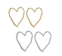 Orecchini a Cuore a 2 Paia Boho Martellato per le Donne-Grandi Orecchini a Cuore Aperto in Oro e Argento, Gioielli Love Heart Loop per ogni giorno e per Occasioni Speciali