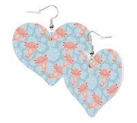 Orecchini a cuore da donna alla moda bellissimi orecchini pendenti in pelle blu ajolote divertenti orecchini senza nichel per festa di compleanno accessori decorazione