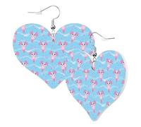 Orecchini a cuore da donna alla moda bellissimi orecchini pendenti in pelle blu ondulato di ajolote rosa divertenti orecchini senza nichel per festa di compleanno accessori decorazione
