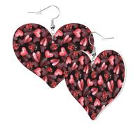 Orecchini a cuore da donna alla moda - coccinelle e cuori rossi, orecchini pendenti in pelle, divertenti orecchini senza nichel per festa di compleanno, accessori per la decorazione