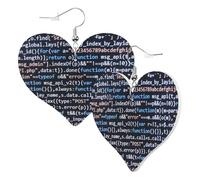 Orecchini a cuore da donna alla moda codice sorgente funzione orecchini pendenti in pelle divertenti orecchini senza nichel per festa di compleanno accessori decorazione