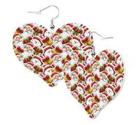 Orecchini a cuore da donna alla moda con campane di Babbo Natale pupazzo di neve orecchini pendenti in pelle divertenti orecchini senza nichel per festa di compleanno accessori