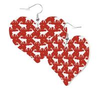 Orecchini a cuore da donna alla moda con cervi rossi e bianchi, alce invernali, divertenti orecchini senza nichel per festa di compleanno, accessori per la decorazione