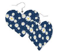 Orecchini a cuore da donna alla moda con margherite e fiori (D), orecchini pendenti in pelle, divertenti orecchini senza nichel per festa di compleanno, accessori per la decorazione