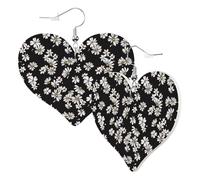 Orecchini a cuore da donna alla moda con margherite e fiori (I), orecchini pendenti in pelle, divertenti orecchini senza nichel per festa di compleanno, accessori per la decorazione