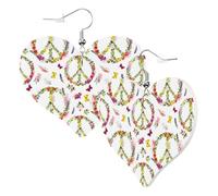 Orecchini a cuore da donna alla moda con segno della pace fiore farfalla piuma bohémien in pelle alla moda senza nichel per festa di compleanno accessori decorativi