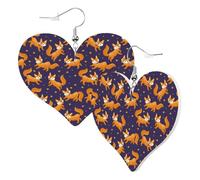 Orecchini a cuore da donna alla moda con stelle e volpe, graziosi orecchini pendenti in pelle, divertenti orecchini senza nichel per festa di compleanno, accessori per la decorazione