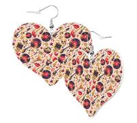 Orecchini a cuore da donna alla moda con teschio dorato, design chitarra in pelle, divertenti orecchini pendenti senza nichel per festa di compleanno, accessori per la decorazione