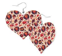 Orecchini a cuore da donna alla moda con teschio rock, musica, cuore in pelle, orecchini pendenti alla moda, divertenti orecchini senza nichel per festa di compleanno, accessori