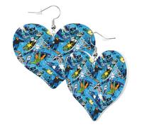 Orecchini a cuore da donna alla moda in pelle blu orecchini pendenti con tagliere di neve divertenti orecchini senza nichel per festa di compleanno accessori di decorazione