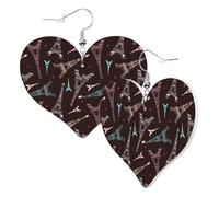 Orecchini a cuore da donna alla moda in pelle Torre Eiffel, orecchini divertenti senza nichel per festa di compleanno, accessori per la decorazione