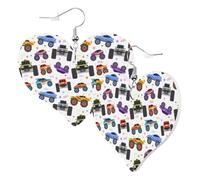 Orecchini a cuore da donna alla moda - Monster Trucks1 orecchini pendenti in pelle, divertenti orecchini senza nichel per festa di compleanno accessori decorativi